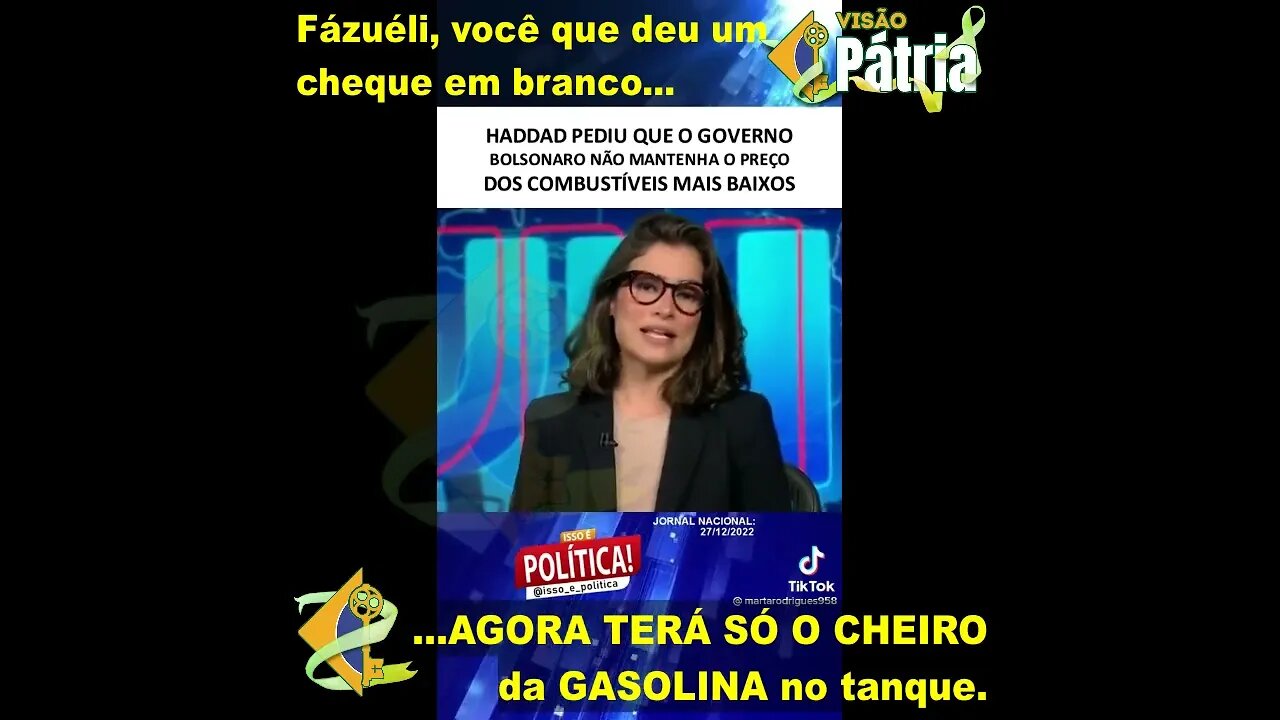 Haddad quer combustíveis caros pra não dar o mérito ao Bolsonaro.