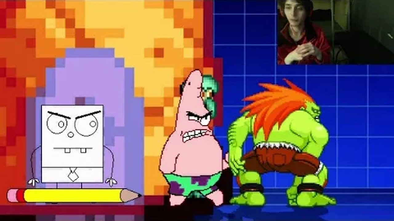 SpongeBob SquarePants Characters (SpongeBob, Squidward, And DoodleBob) VS Blanka In An Epic Battle