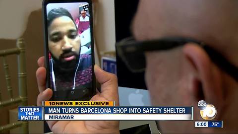 Man turns Barcelona shop into safety shelter