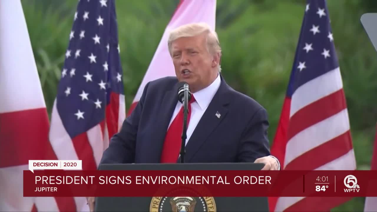 President Donald Trump visits Jupiter Inlet Lighthouse, extends ban on offshore oil drilling