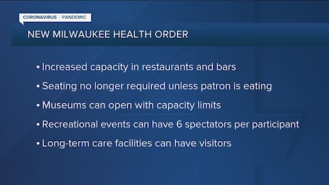 Increased restaurant capacity among changes in new Milwaukee COVID-19 health order