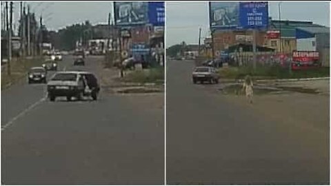 Bambina cade da un'auto in movimento