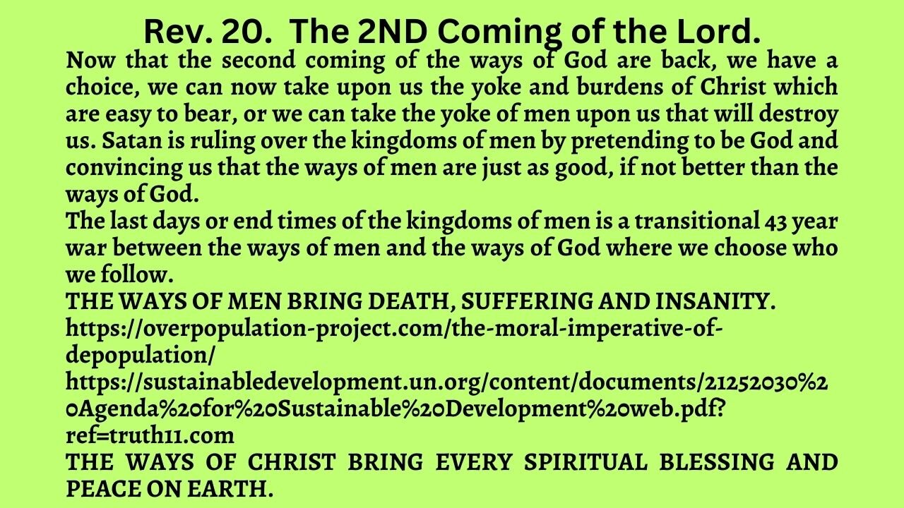 Rev. 20 The kingdoms of men are failing because we do not have agape love.