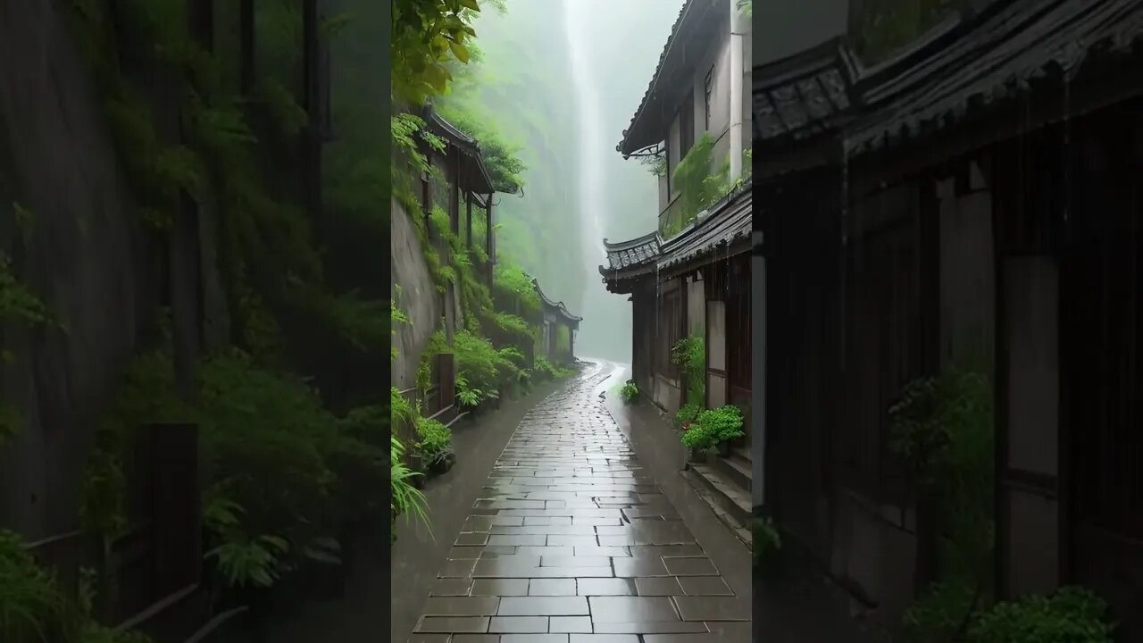 雨声助眠：山脚下古城下雨声，感受大自然的声音，冥想治愈失眠快速入睡BGM#rain #rainsounds #sleep #sleepmusic #shorts #shortsvideo