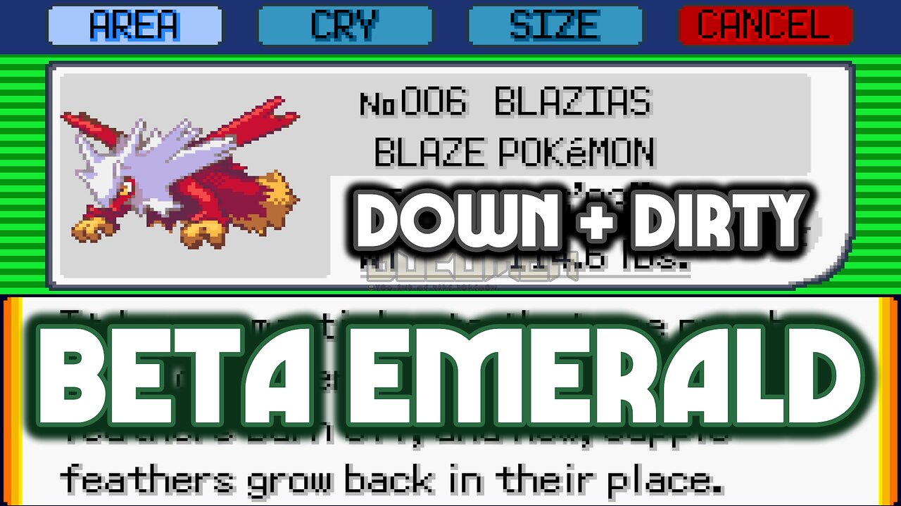 Pokemon Beta Emerald Down + Dirty - GBA ROM Hack you can catch all leaked Gen 3 beta Pokemon