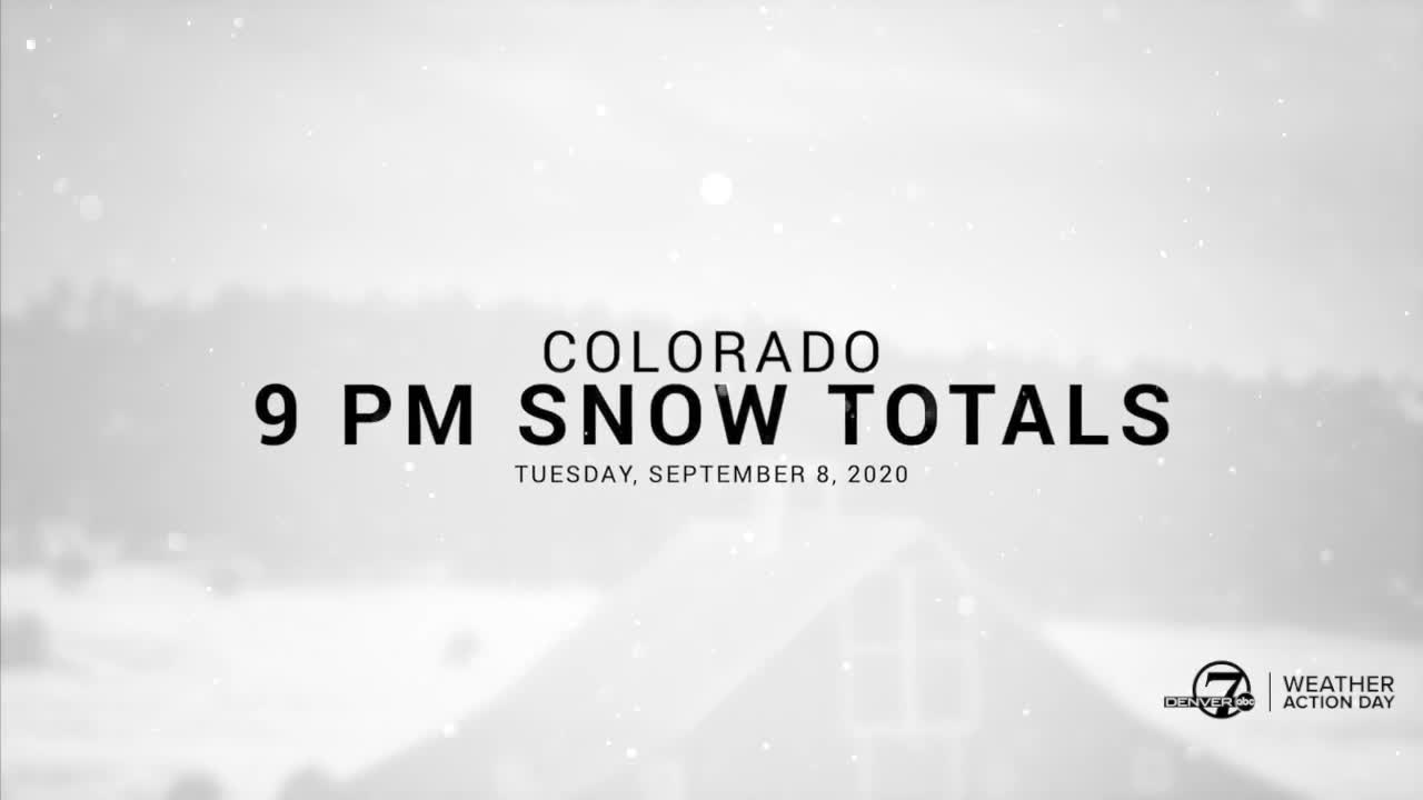 9 PM Colorado snow totals for Tuesday