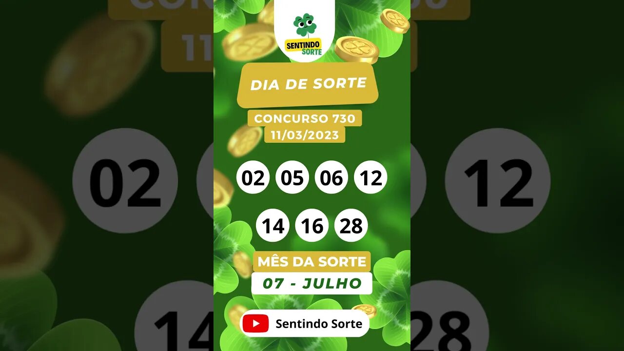 🍀 Resultado DIA DE SORTE 729 | Sentindo Sorte #shorts