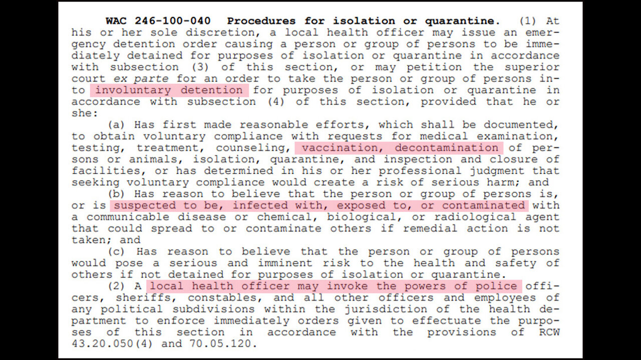 Washington State Involuntary Quarantine