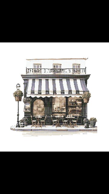 PARISIAN CAFÉ Cross Stitch Pattern by Welovit Cross Stitch | welovit.net | #welovit #crossstitch