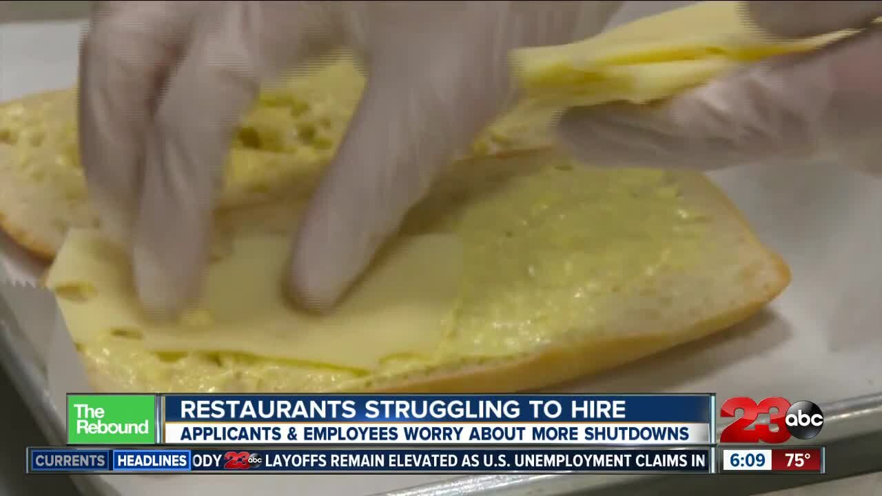 Restaurants are struggling to hire, applicants and employees worry about more shutdowns