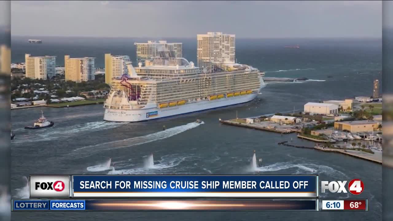 Coast Guard stops search for missing cruise ship crew member