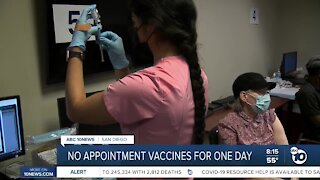 No appointment vaccines for one day