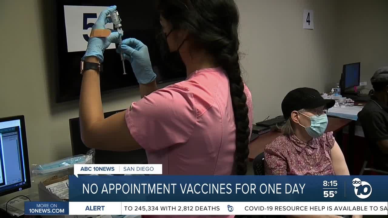 No appointment vaccines for one day