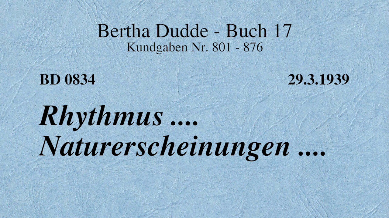 BD 0834 - RHYTHMUS .... NATURERSCHEINUNGEN ....