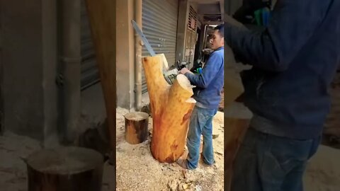 Wood log transformed into an amazing chair #shorts #viral #fyp