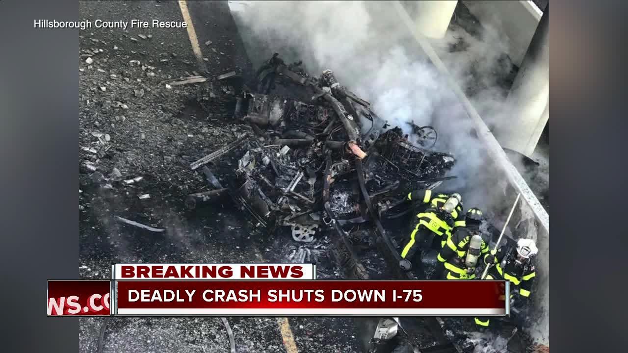 1 dead in fiery crash on I-75 and Fowler | 6pm report