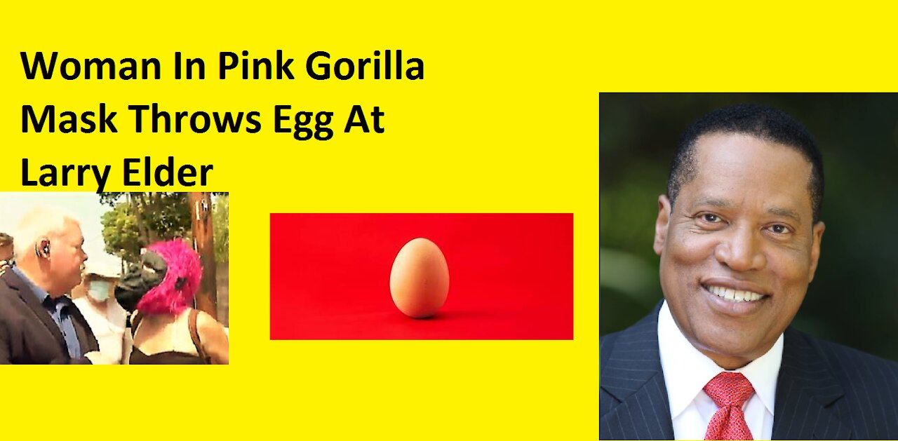 Woman In Pink Gorilla Mask Throws Egg At Larry Elder