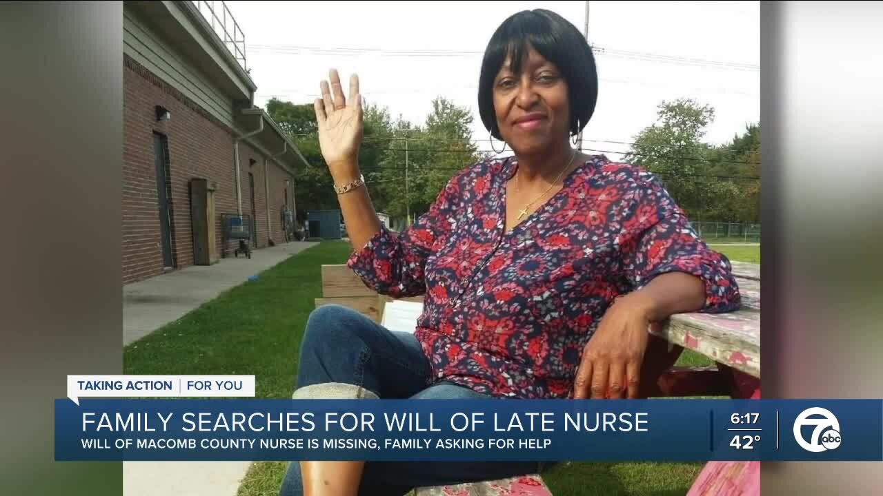 Family searches for will of late nurse