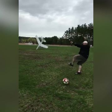 "Man Throws Styrofoam Plane Into Air But It Boomerangs Back to Him"