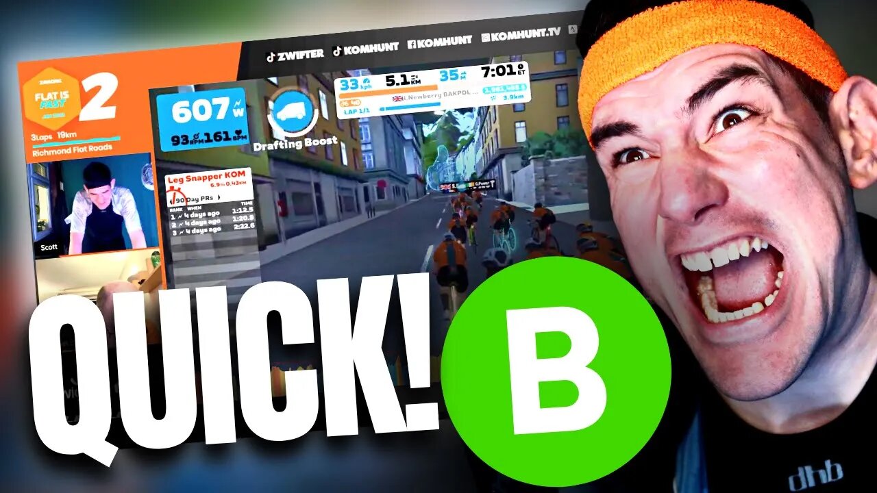 "There's a ZWIFT RACE Starting in 1 MIN!" 😮