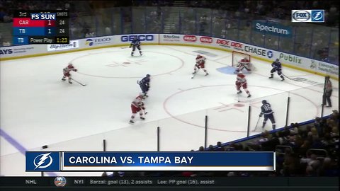 Brayden Point score 2 late goals, Tampa Bay Lightning beat Carolina Hurricanes 3-1