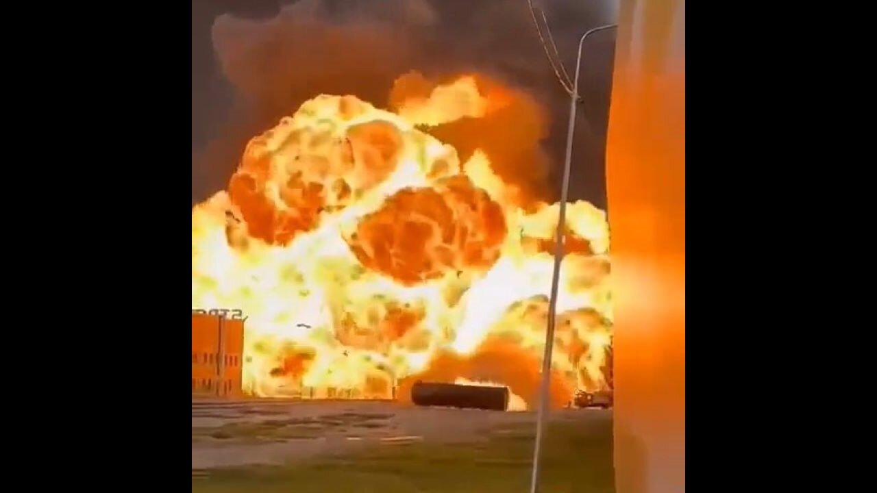 A Massive Explosion At A Russian Fuel Station Sends A Massive Cylinder On A Massive Rampage