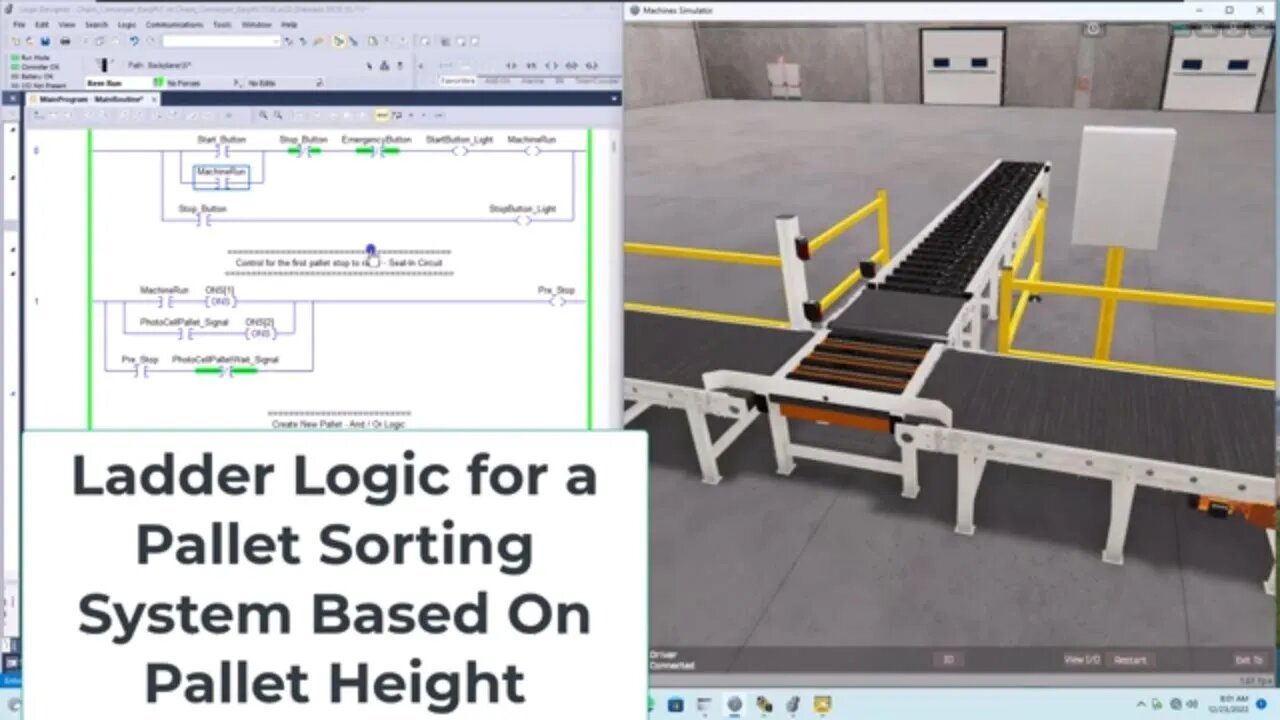 PLC Ladder Logic for a Pallet Sorting Conveyor Based on Pallet Height