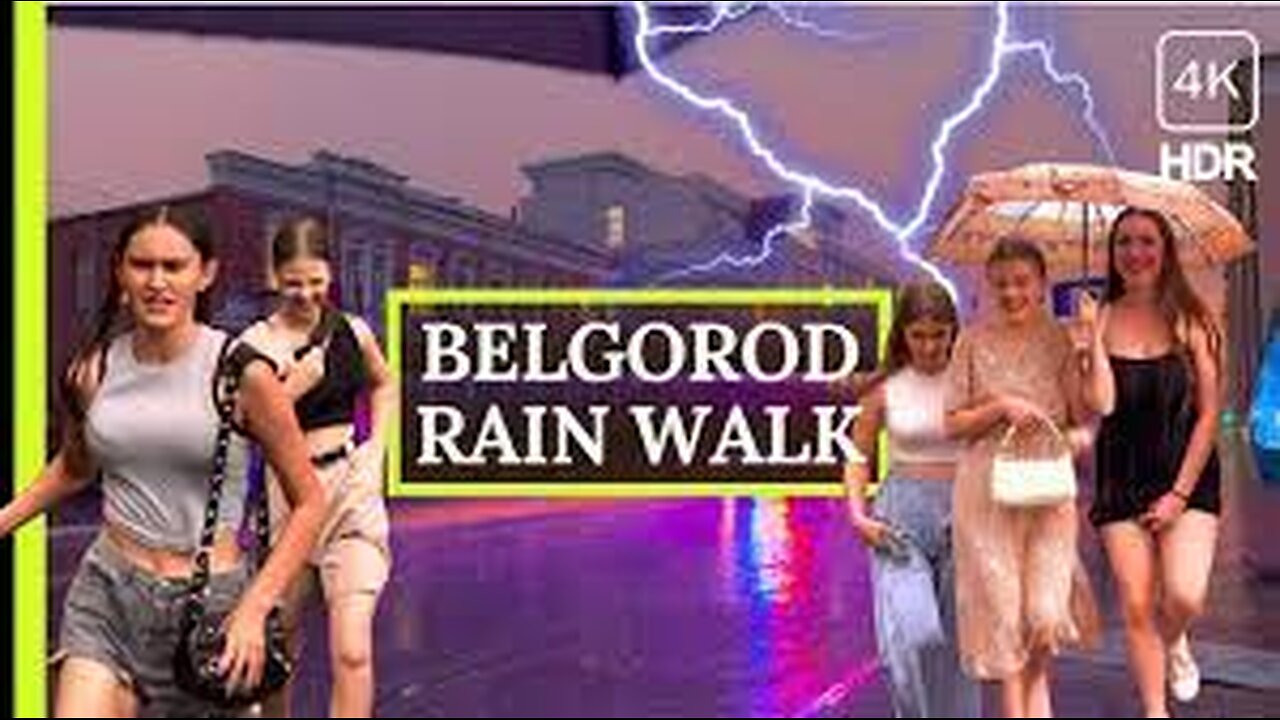 [4k] Russia Girl, Rain, Thunder & Lightning, Walking Tour Belgorod Russia 4K HDR #121