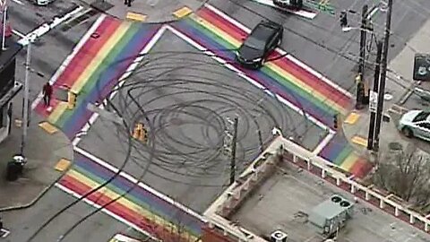 WOKE Town Goes CRAZY Over Pick Up Truck Driver Leaving SKID MARKS On Pride Flag Mural