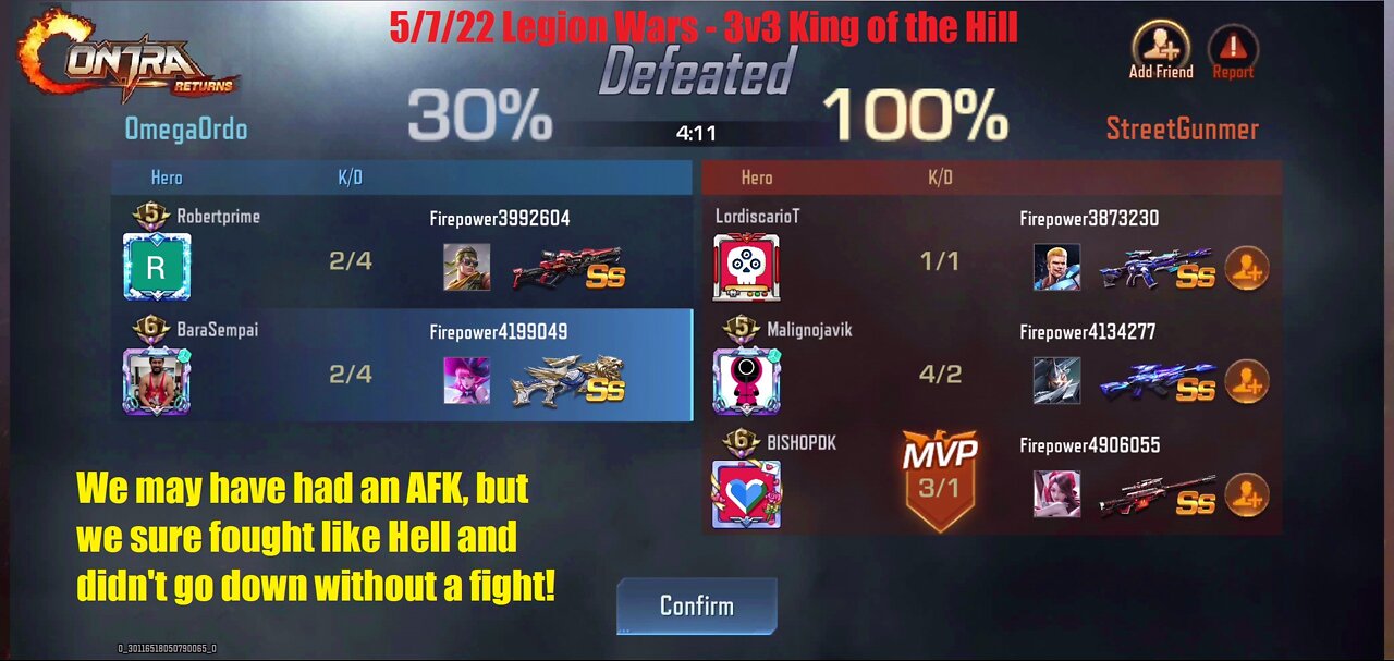 Contra Returns: 5/7/22 Legion Wars - 3v3 King of the Hill