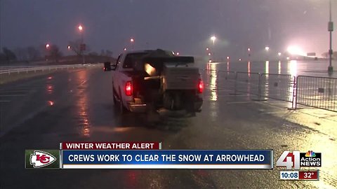 Crews work to clear the snow at Arrowhead