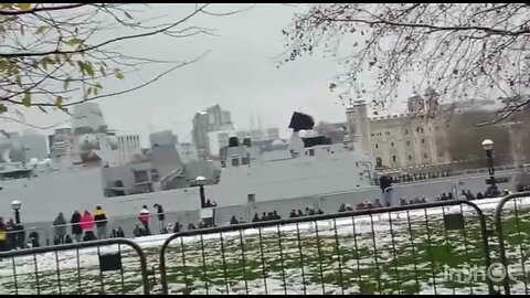 Cargo ship in themse river in London