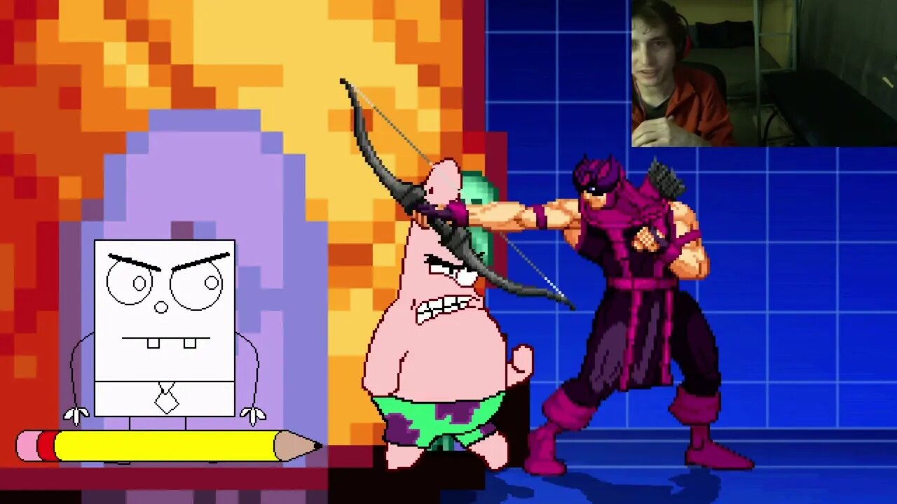 SpongeBob SquarePants Characters (SpongeBob, Squidward, And DoodleBob) VS Hawkeye In An Epic Battle