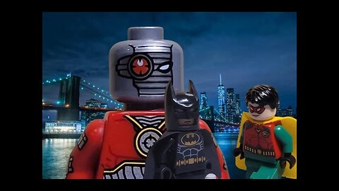 Lego Robin Shoots Deadshot.