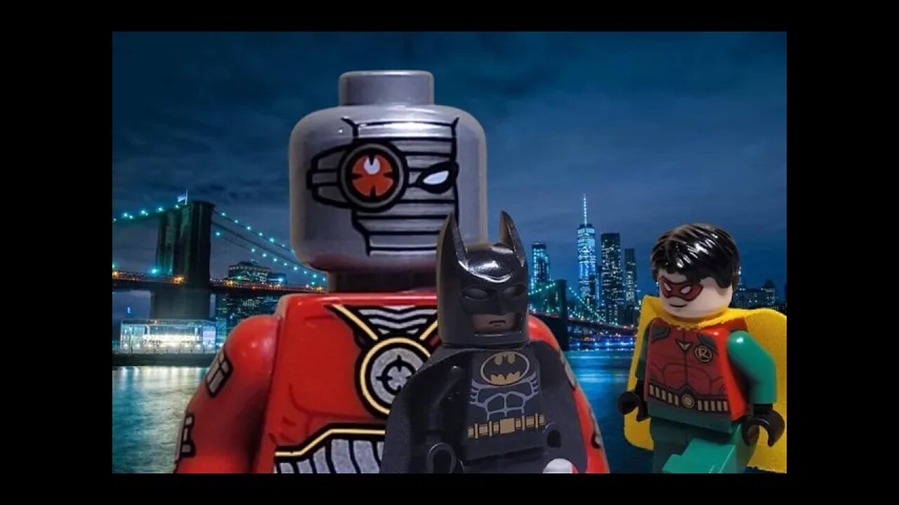 Lego Robin Shoots Deadshot.