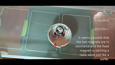 Boat Propelled by Spinning Magnet Resonating with Stationary Magnet possibly