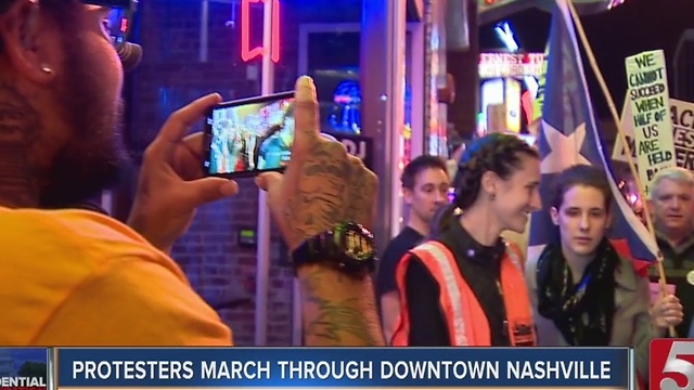 Inauguration Protesters March Through Downtown Nashville