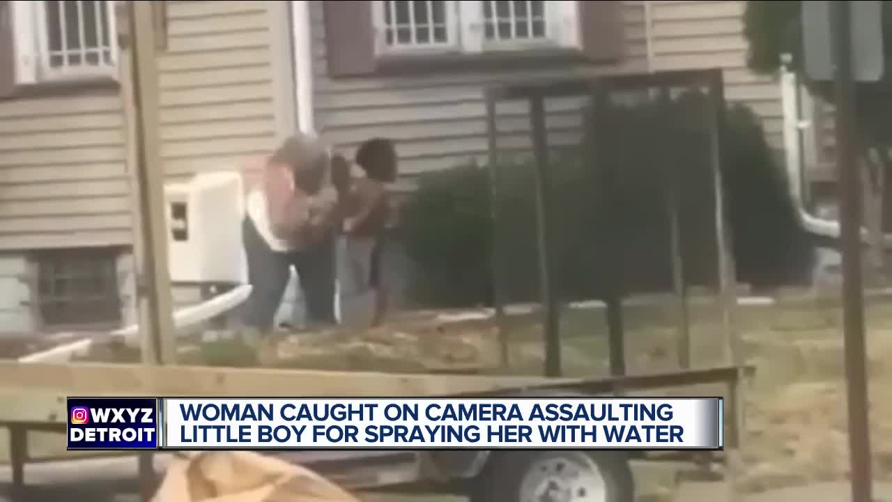 Woman allegedly assaults little boy outside daycare because he sprayed her with a water hose