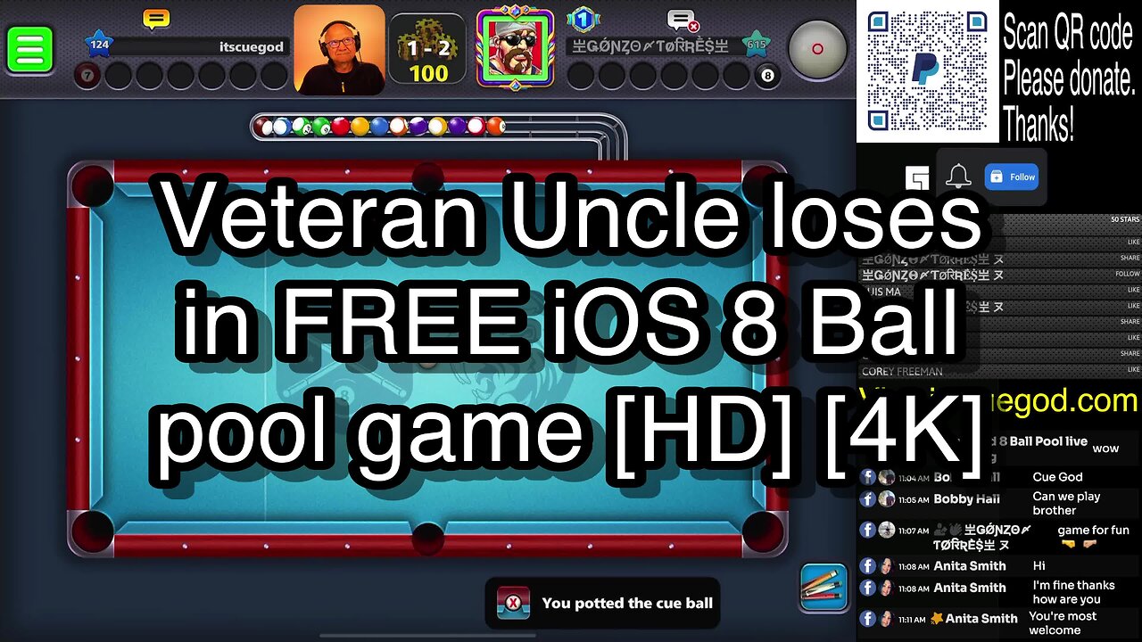 Veteran Uncle loses in FREE iOS 8 Ball pool game [HD] [4K] 🎱🎱🎱 8 Ball Pool 🎱🎱🎱