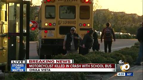 Motorcyclist killed in crash with school bus