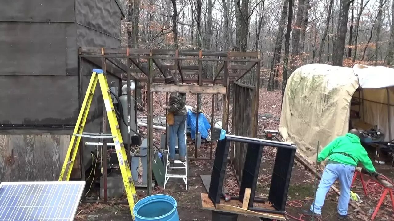 John & I Finish Framing Off Grid Shed Roof