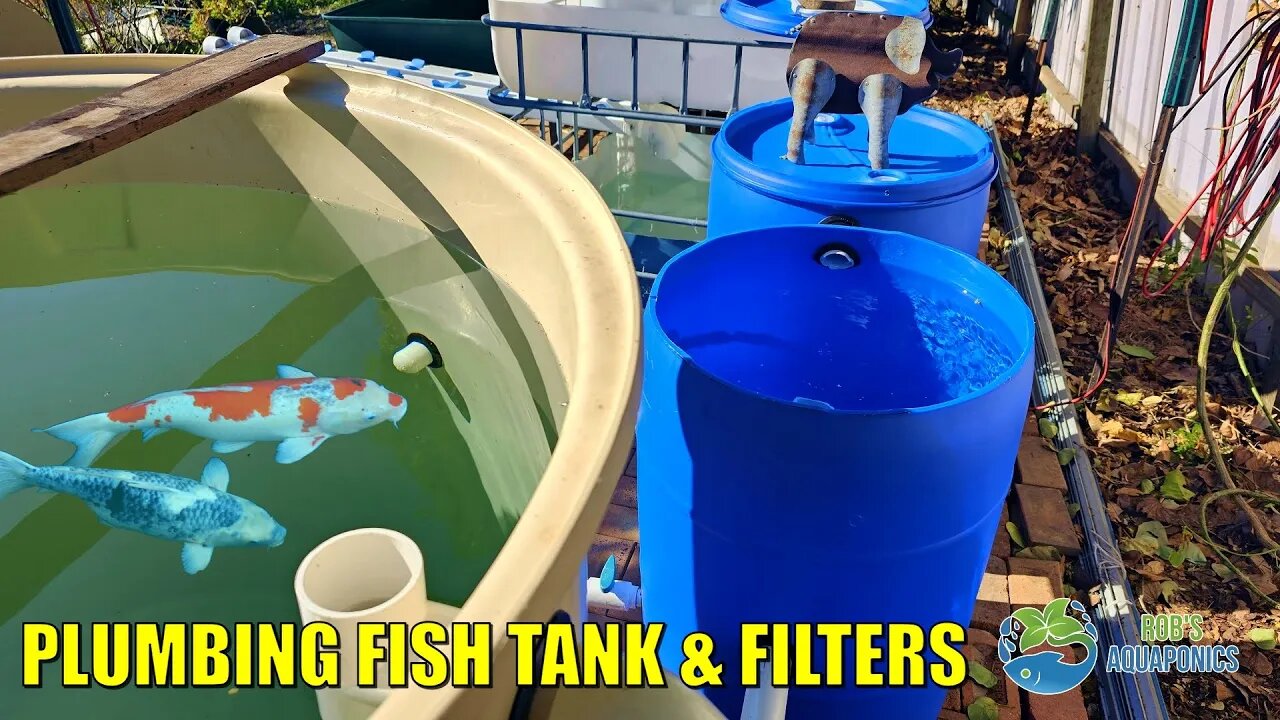 New Aquaponics System | Plumbing The Fish Tank, Solids Settler & Bio Filter