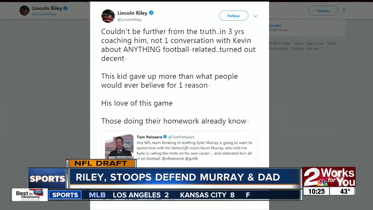 Lincoln Riley, Bob Stoops take to Twitter to defend Kyler Murray and his father, Kevin