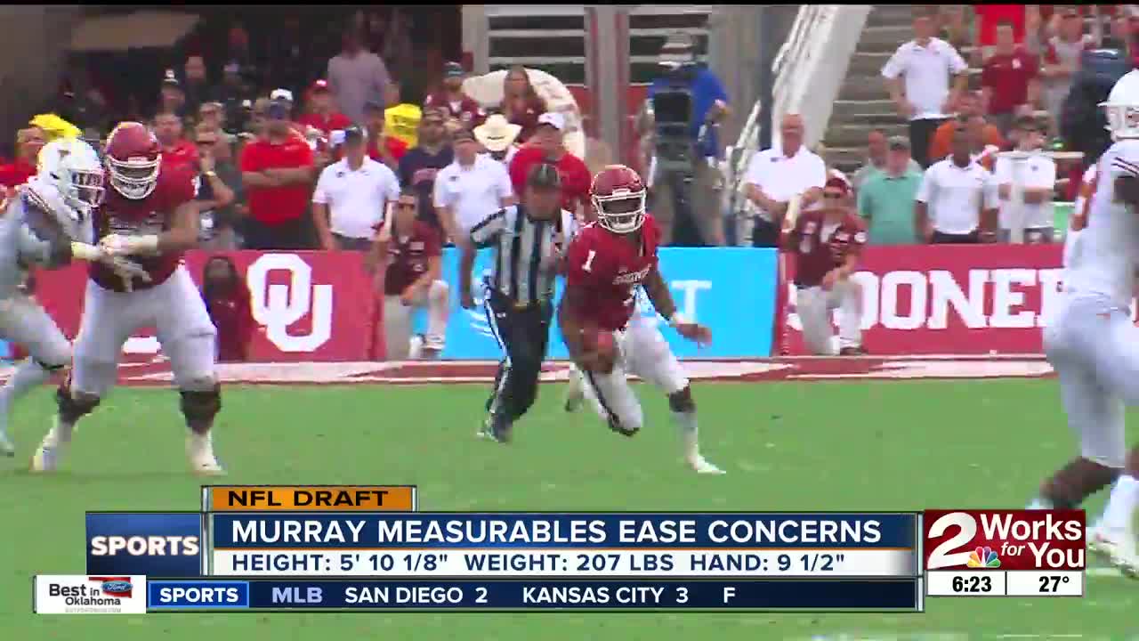 Kyler Murray's height (5' 10 1/8") and weight (207 lbs) eases concerns at NFL Combine