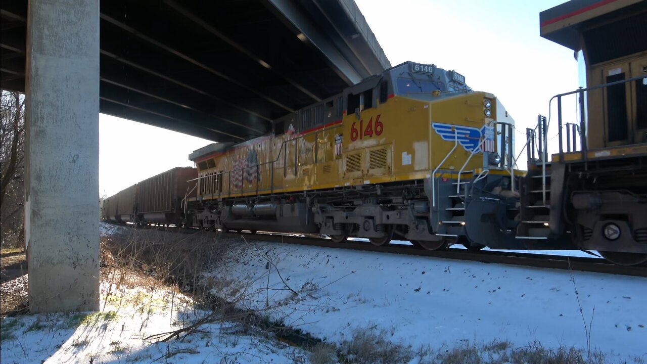 Union Pacific Coal Train Thundering Out of Van Buren Yard