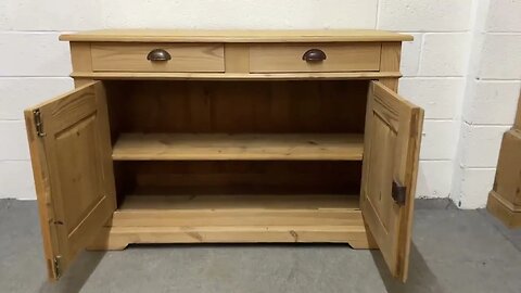 Large 2 Drawer 2 Door Antique Pine Dresser Base Cupboard (V0700D) @PinefindersCoUk