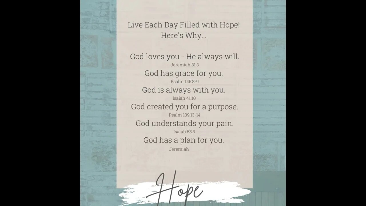 Live Each Day Filled with Hope!