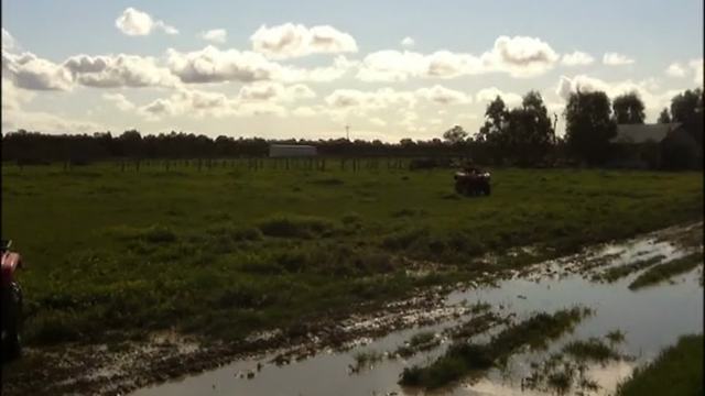 Dad Spinning His Kids In The Mud