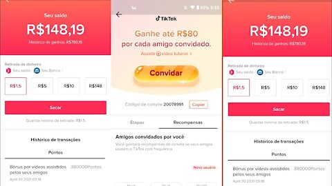 Tik Tok Lite Earn Up To R $ 80 Reais Per Invited Friend