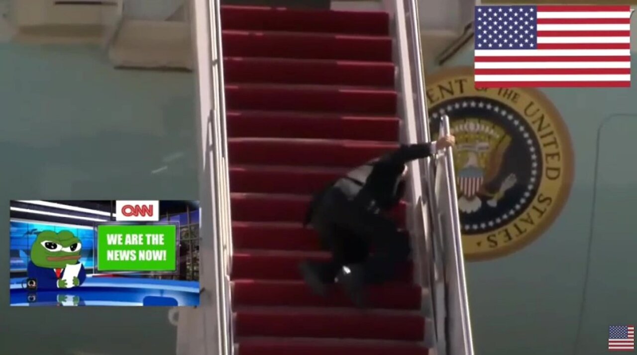 Si te tropiezas levántate. "Biden" subiendo la escalera de "AF1"